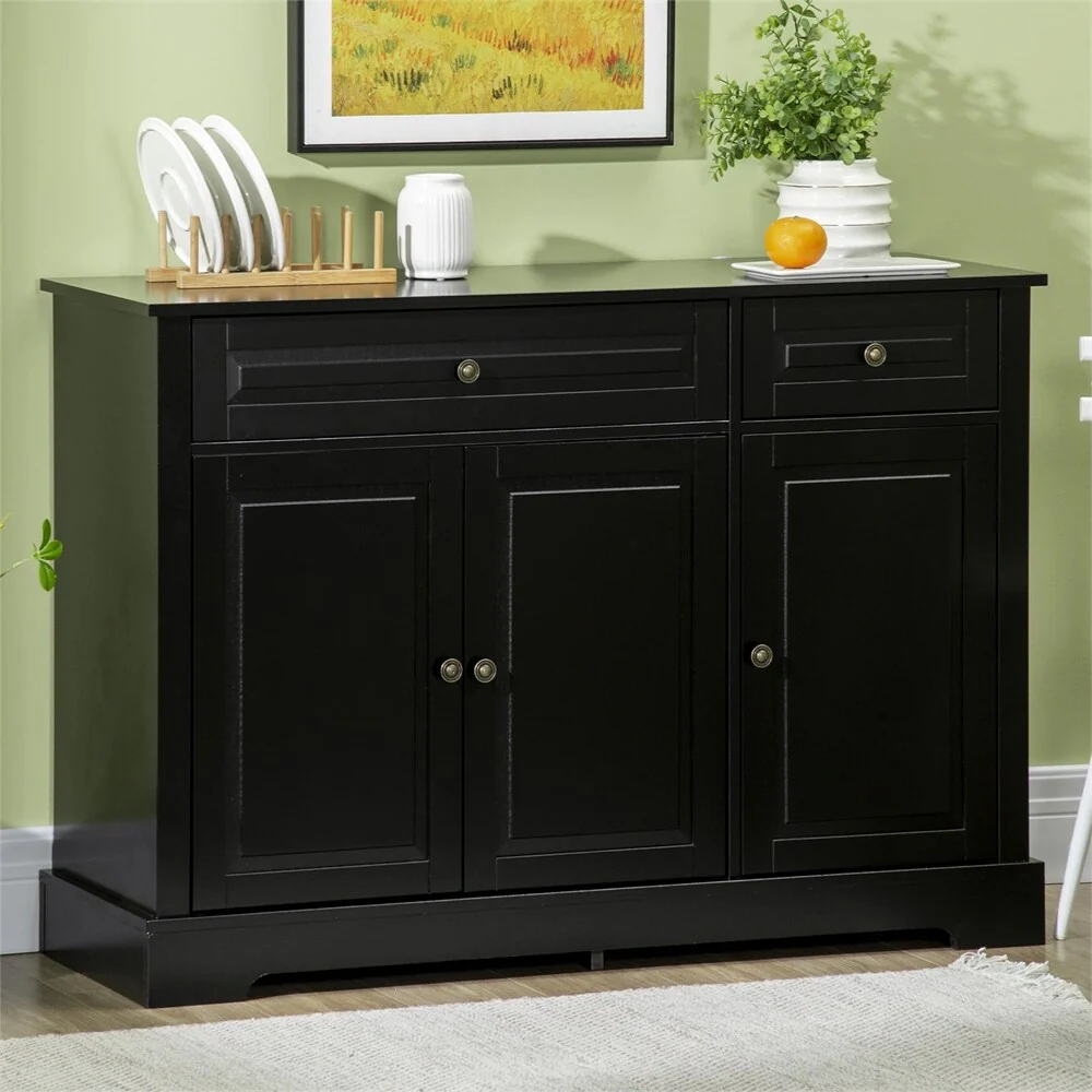 Modern Kitchen Buffet Cabinet with 2 Drawers and Adjustable Shelves