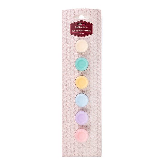 Pastel Fabric Paint Pots 5ml 6 Pack
