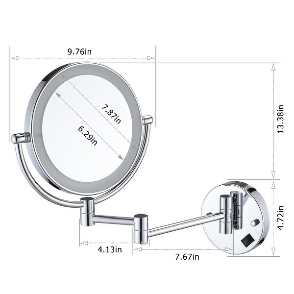8 Inch LED Wall Mount Two-Sided Makeup Vanity Mirror - N/A