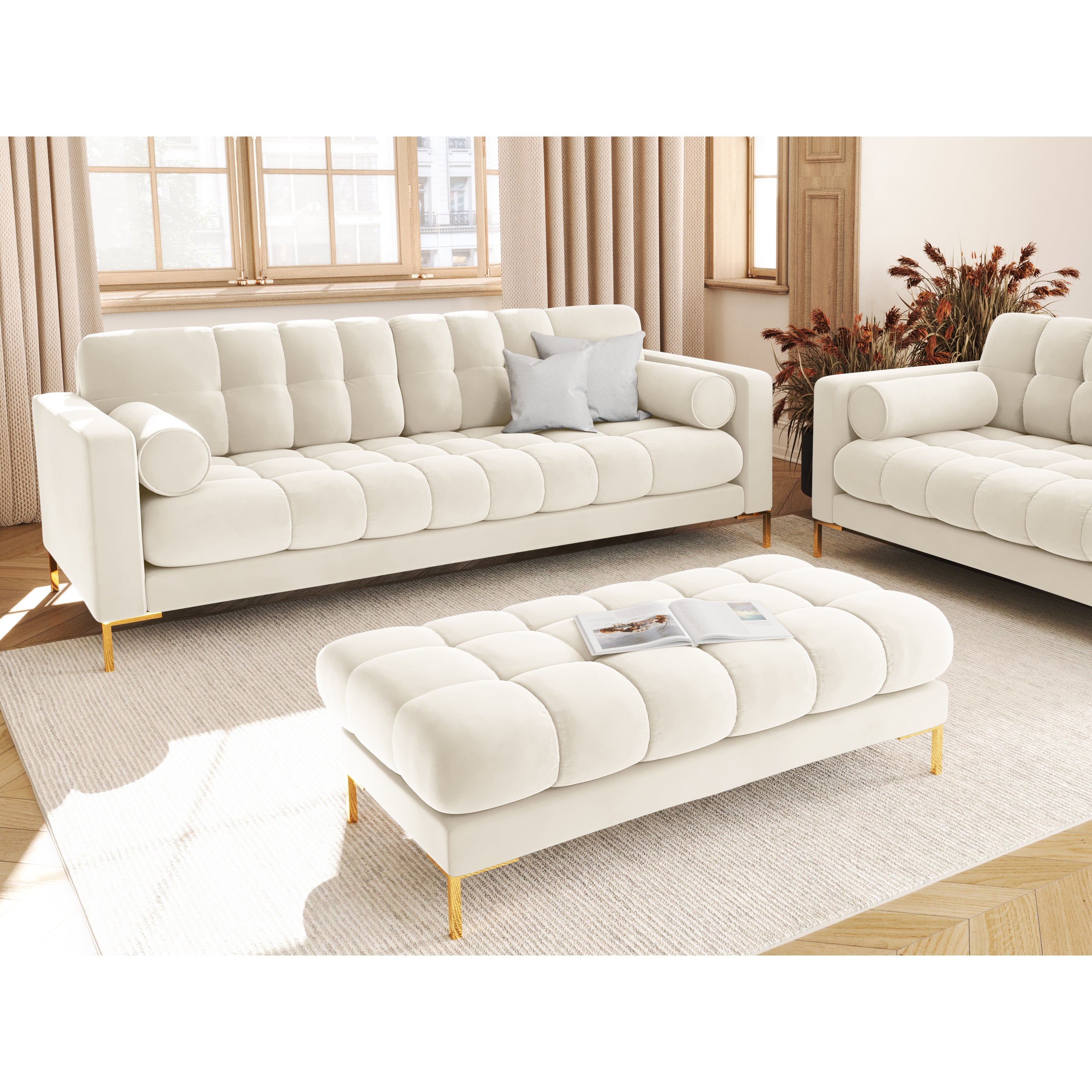 Cosmopolitan Design Bali 4-zitsbank - Lichtbeige / Goud