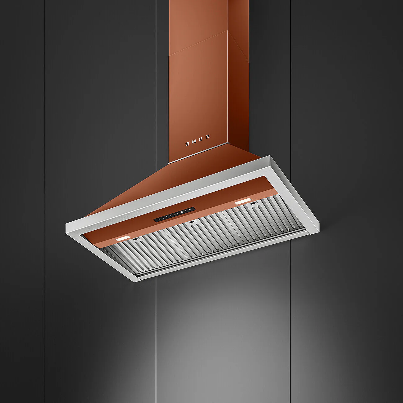 90cm Portofino Chimney Auto-Vent 2.0 Hood Amber Clay