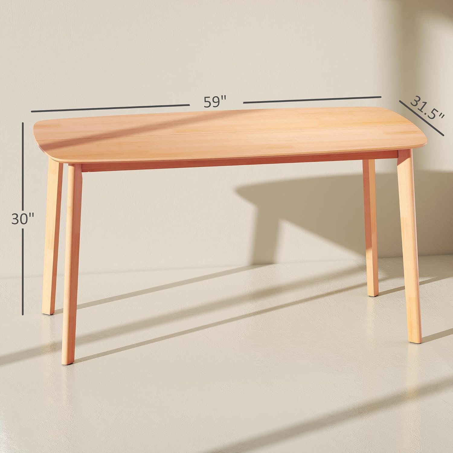 HOMCOM Solid Wood Dining Table for 6 People, 59 Long Rustic Rectangular Kitchen Table with Large Tabletop for Dining Room, Natural