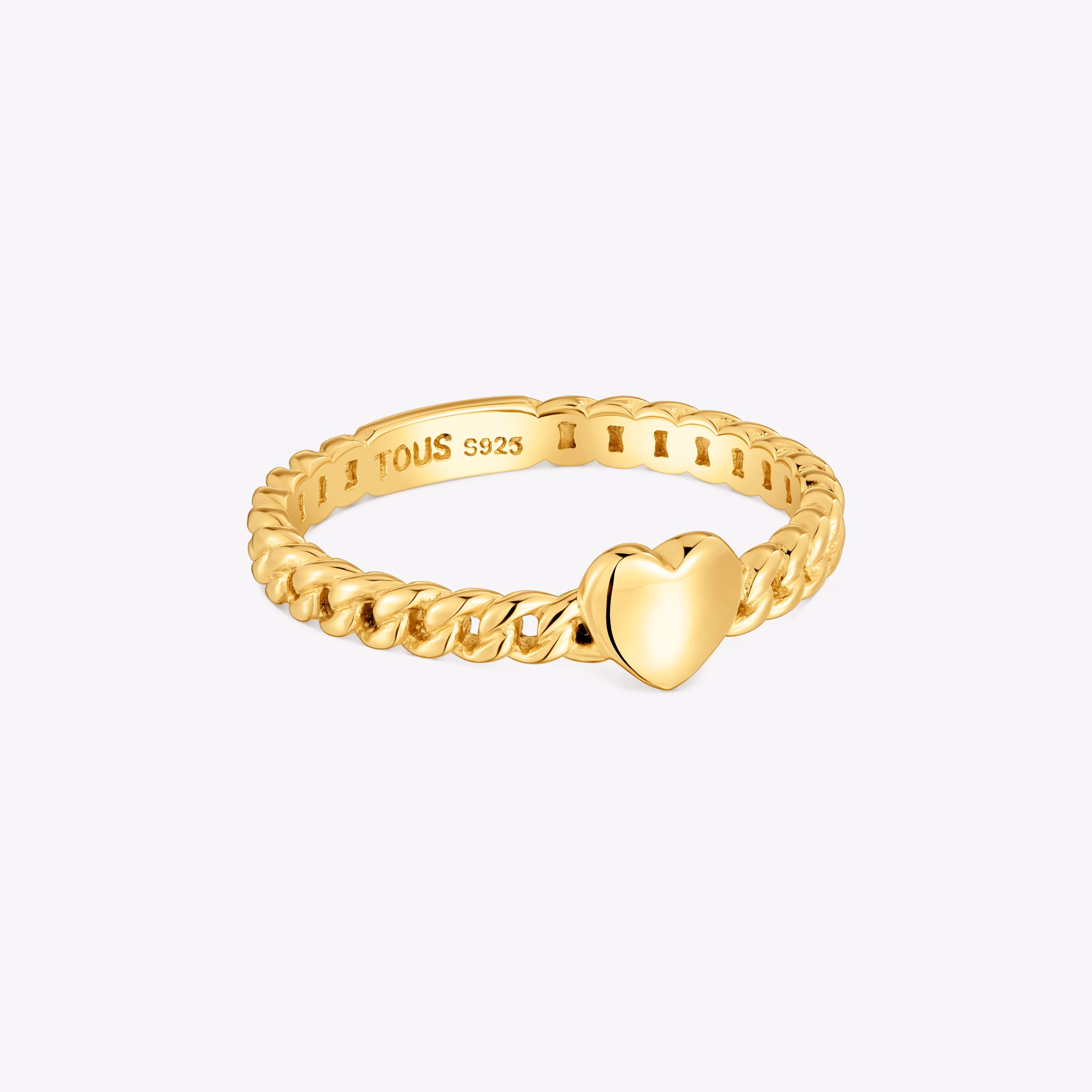 Anillo pequeño corazón con baño de oro 18 kt sobre plata Bold Motif