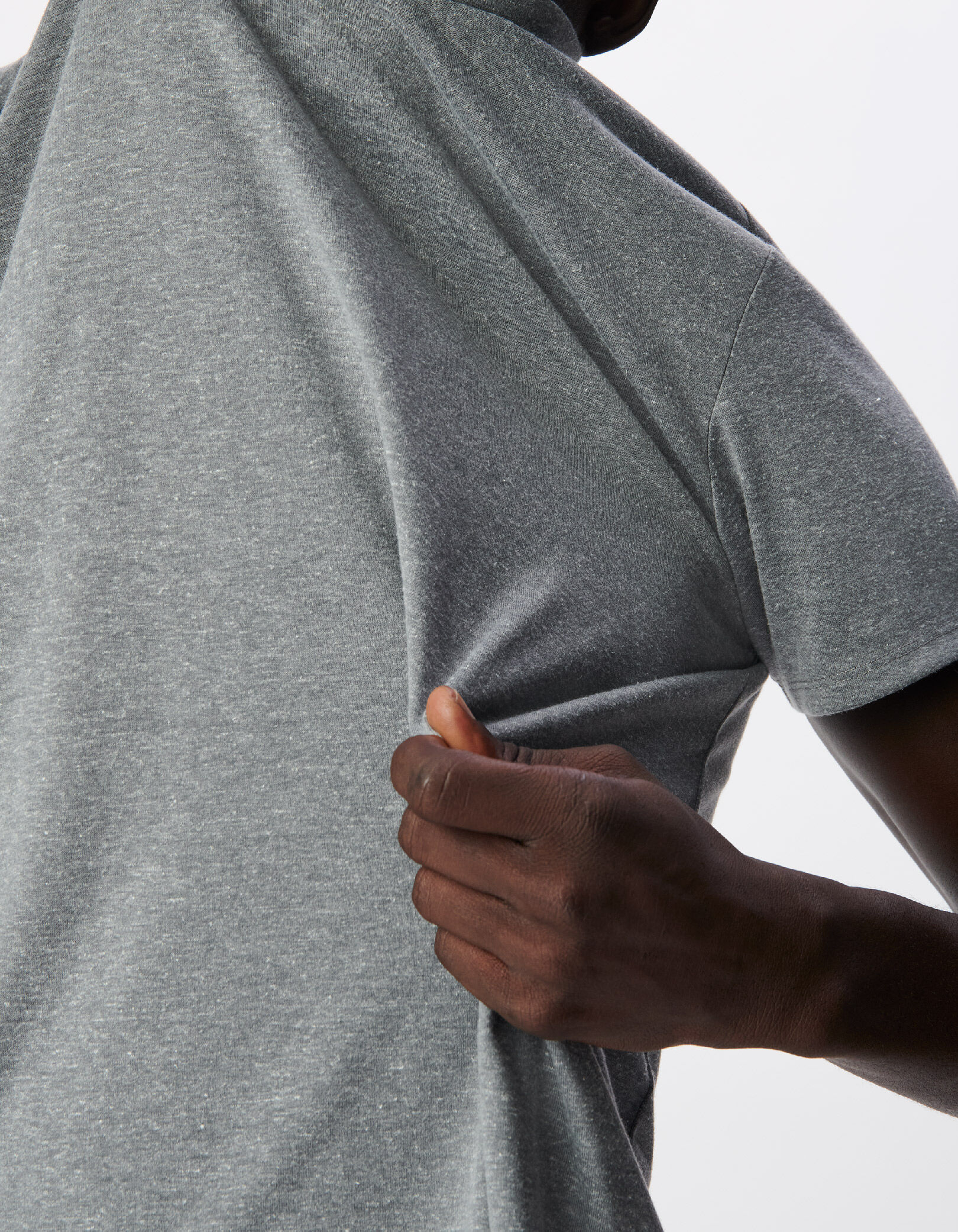 T-shirt col rond gris chiné DRY FAST Homme