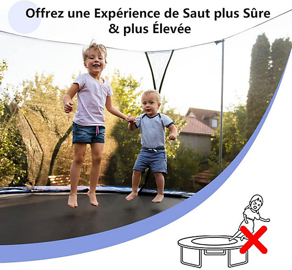 Filet de Sécurité Intérieur pour Trampoline de D.427CM &8 Poteaux, Résistant aux UV, Double Fermeture éclair(Poteau non inclus)