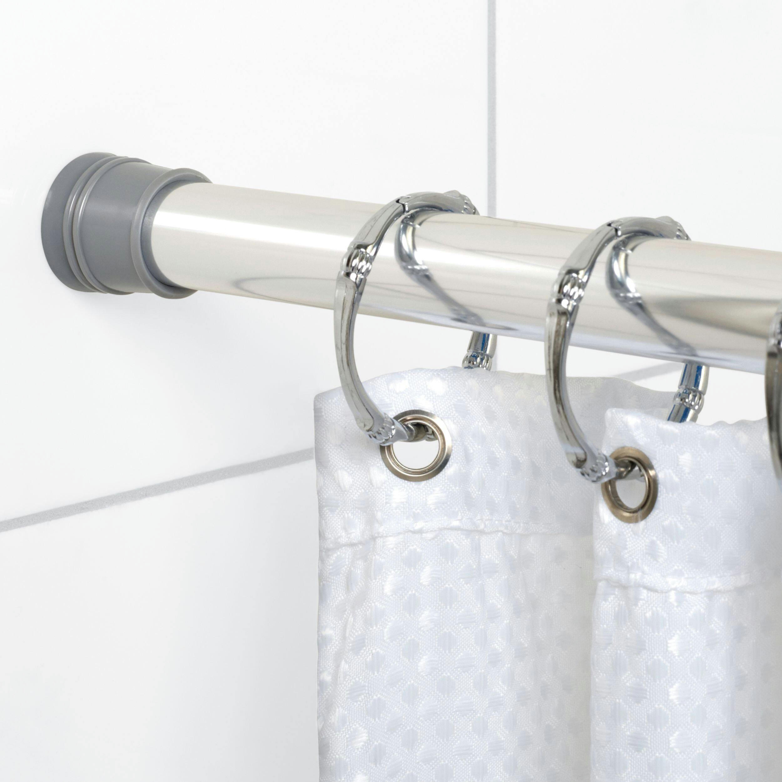 For Living Adjustable Rust-Resistant Shower Curtain Tension Rod, Chrome, 52-in to 86-in