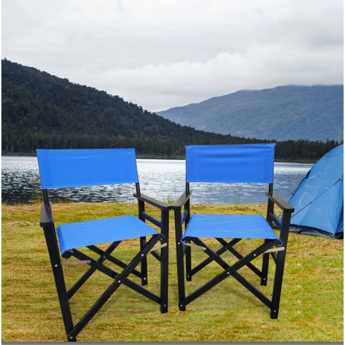Set of 2 Wooden Canvas Folding Chairs