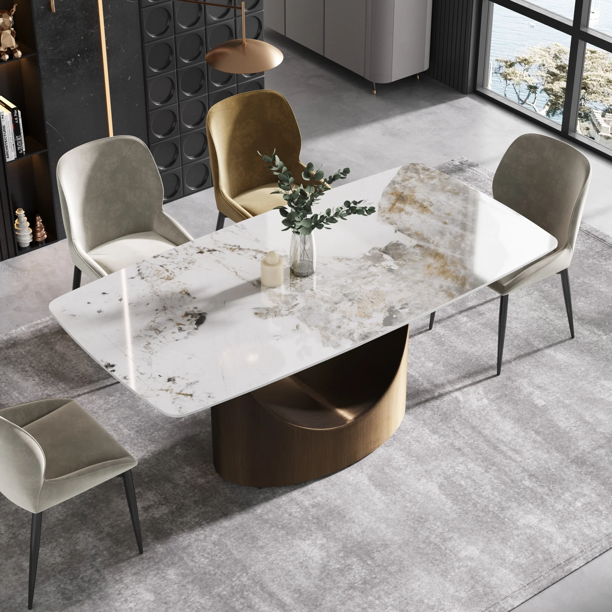 71'' Modern Rectangular Sintered Stone Dining Table for 8