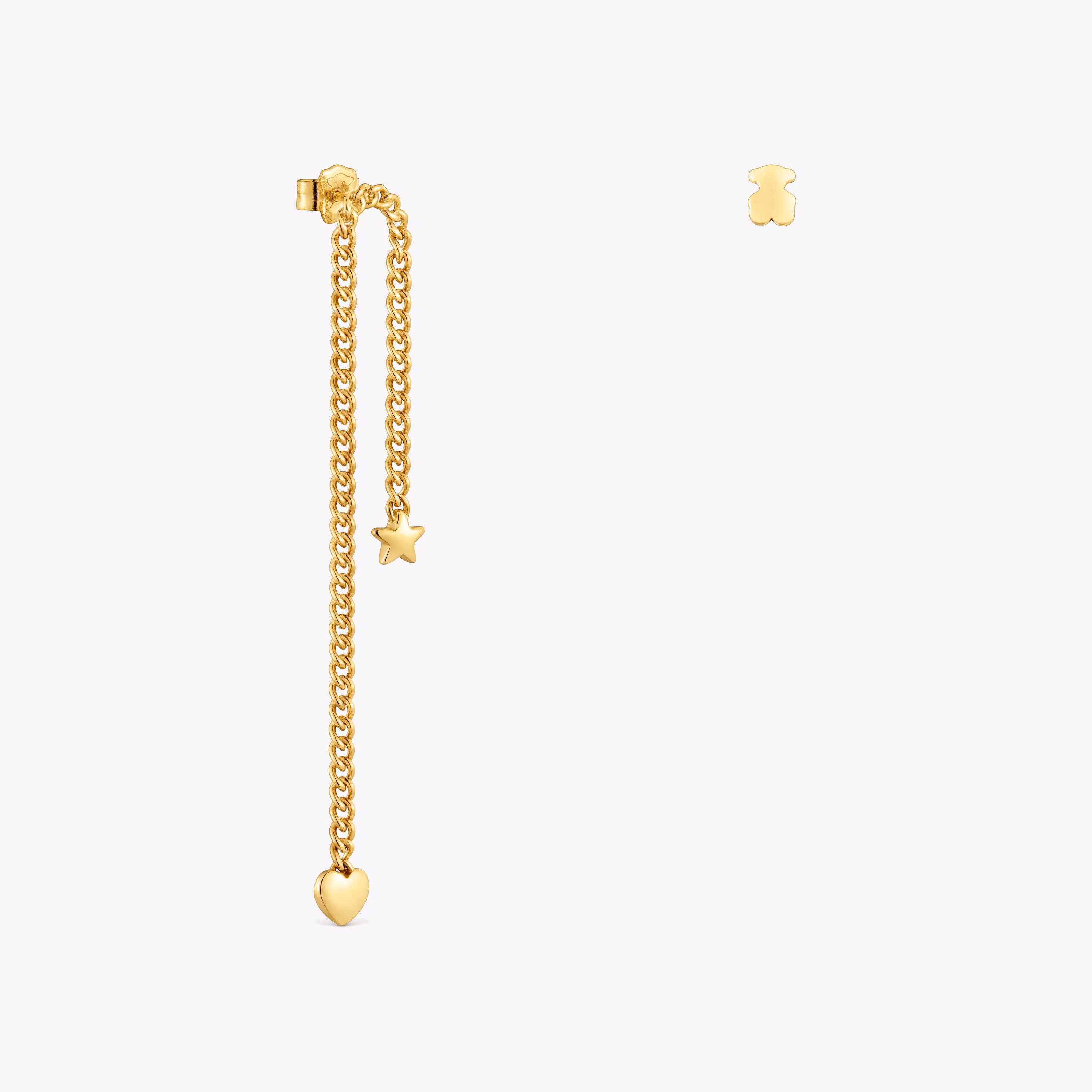 Pendientes corto/largo con baño de oro 18 kt sobre plata Bold Motif