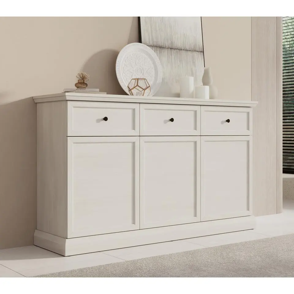 Meubella - Dressoir Leroy - Wit eiken - 146 cm