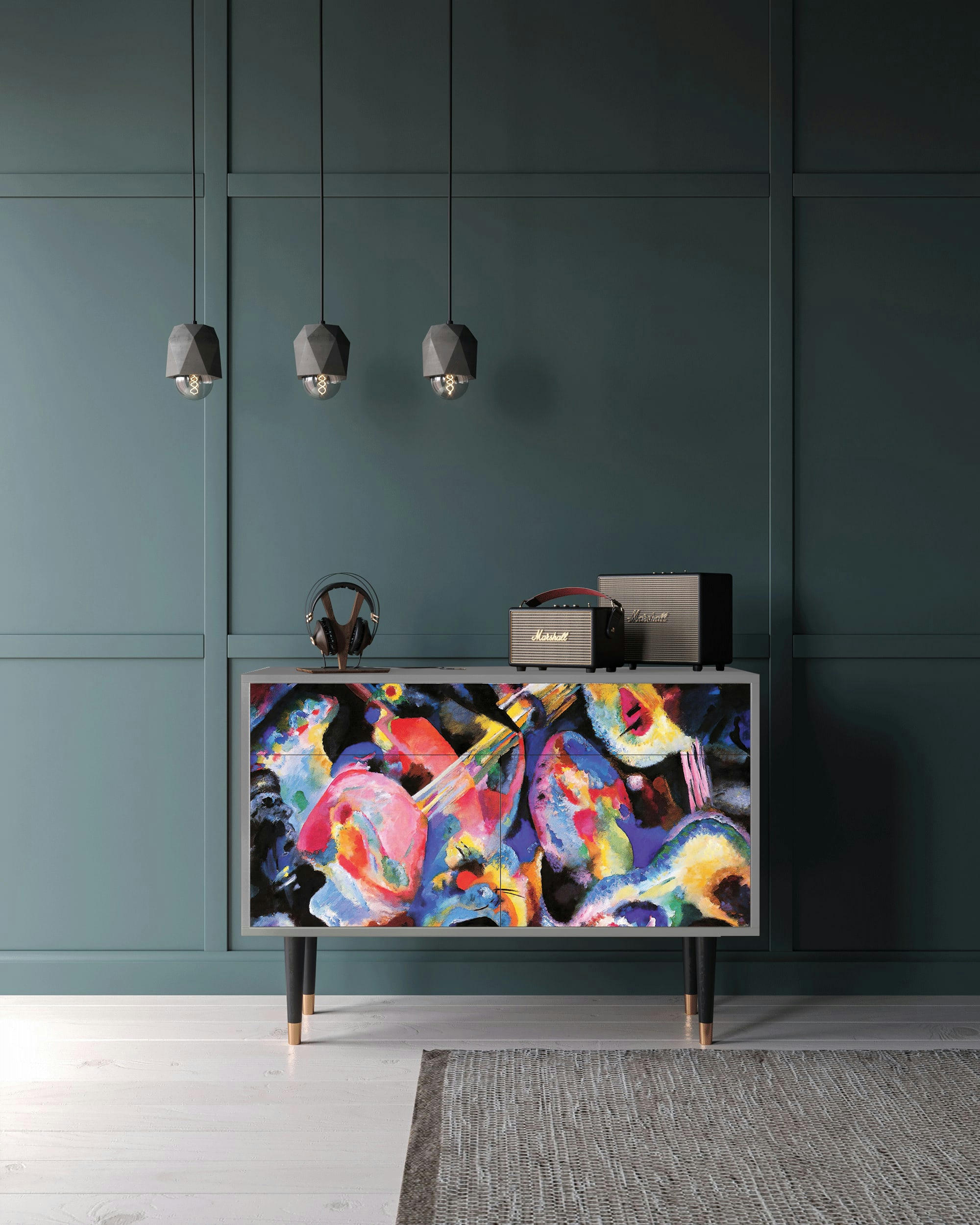 KANDINSKY - Buffet  multicolore 2 tiroirs et 2 portes L 115 cm