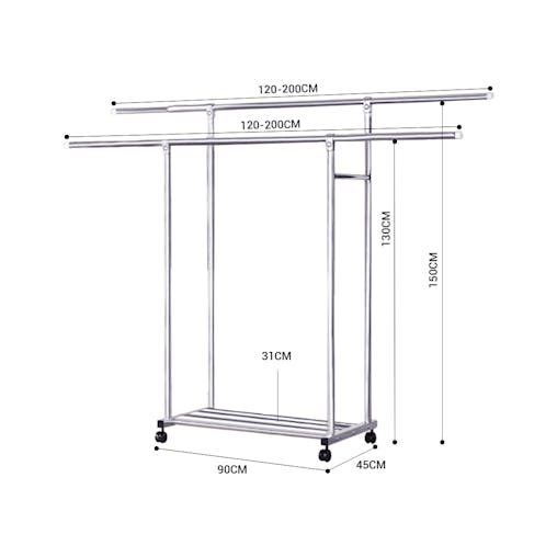 SOGA 2X 120cm Stainless Steel Floor-Standing Clothes Rack - Durable and Space-Saving Laundry Organizer