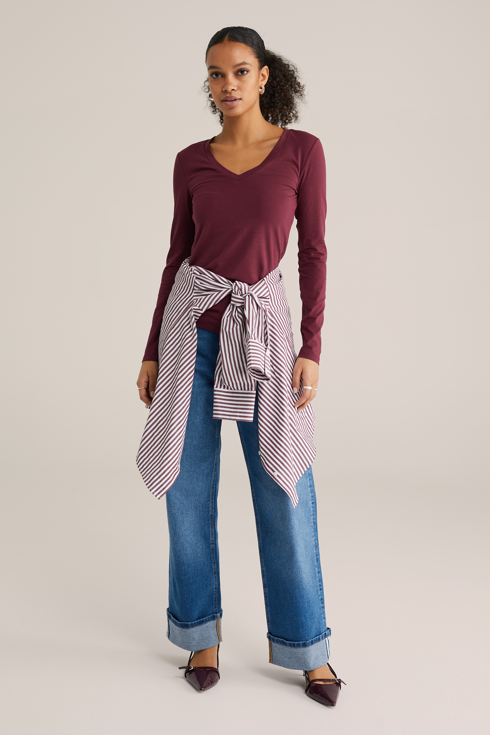 Dames T-shirt met V-hals