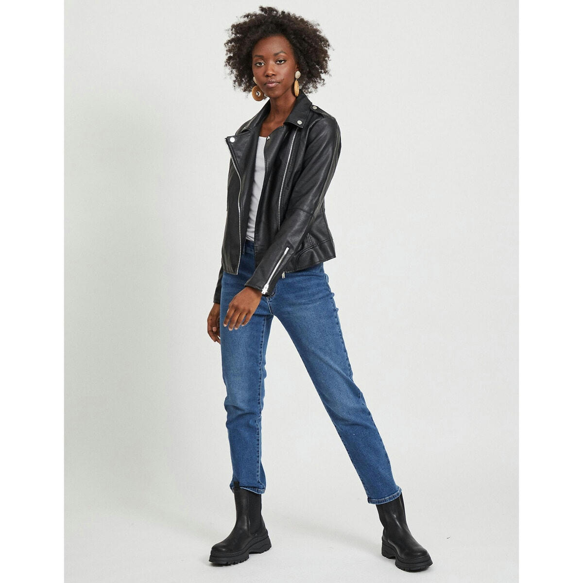 Blouson court zippé en simili