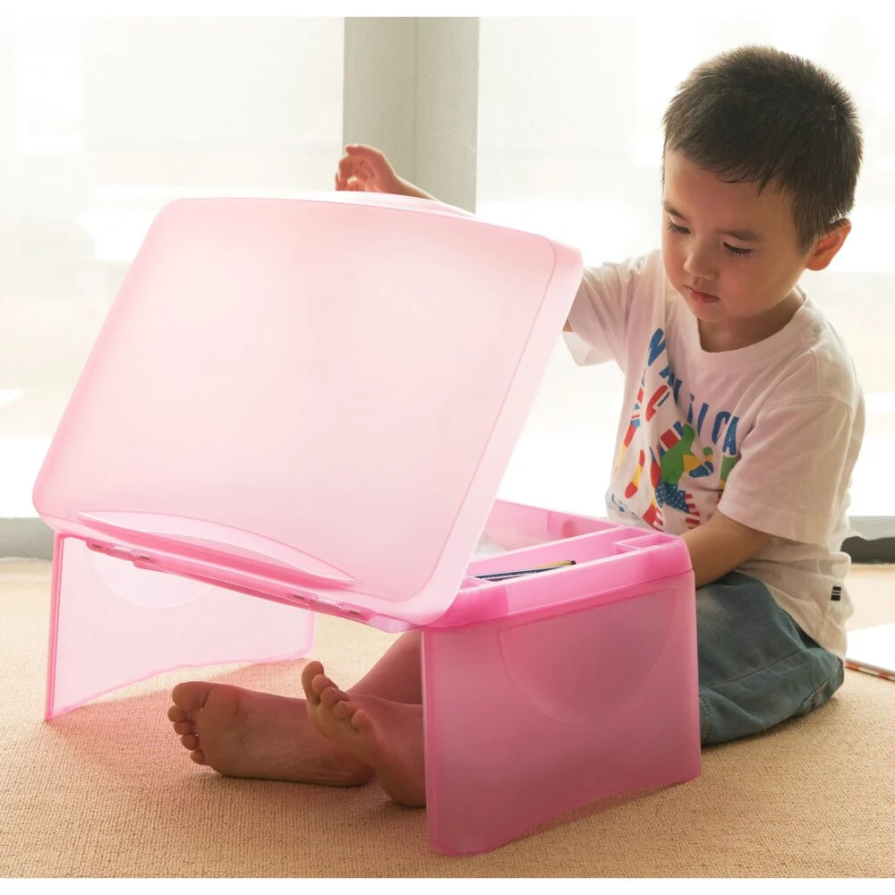 Kids Portable Translucent Plastic Lap Tray, Pink