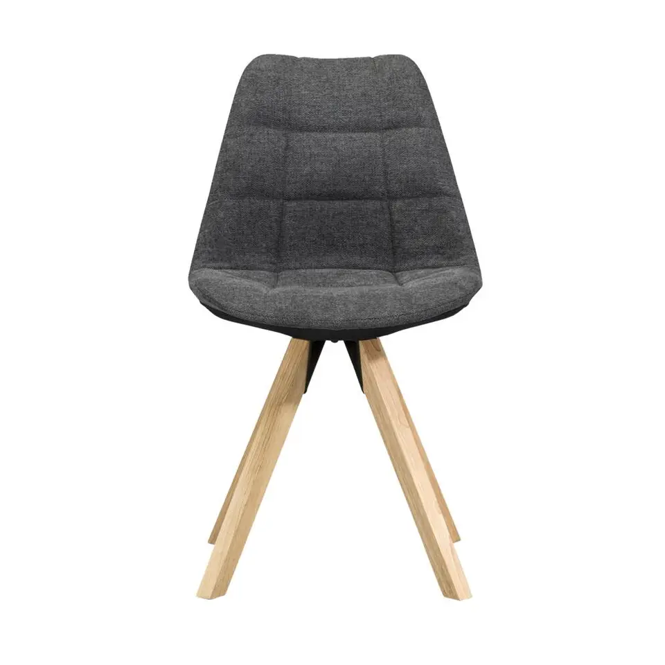 Eetkamerstoel Senja - geblokt antraciet - naturel hout