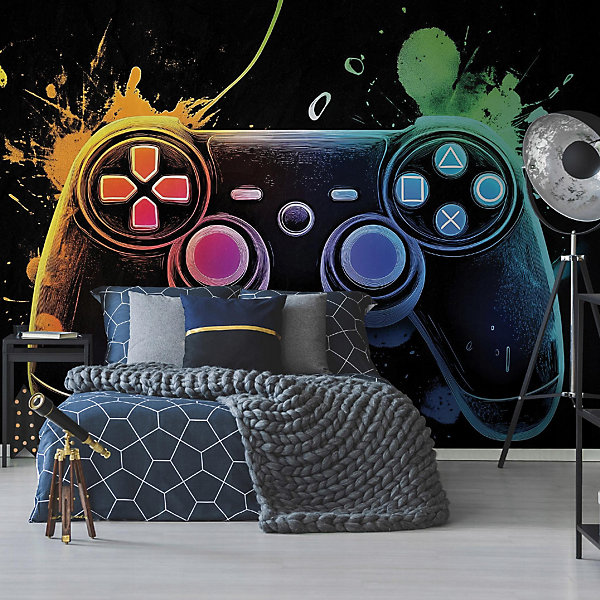 Papier Peint Enfant Gaming Panoramique Intissé 300x210 cm - Colle Inclus - Moderne XXL Papier Peint por Enfant