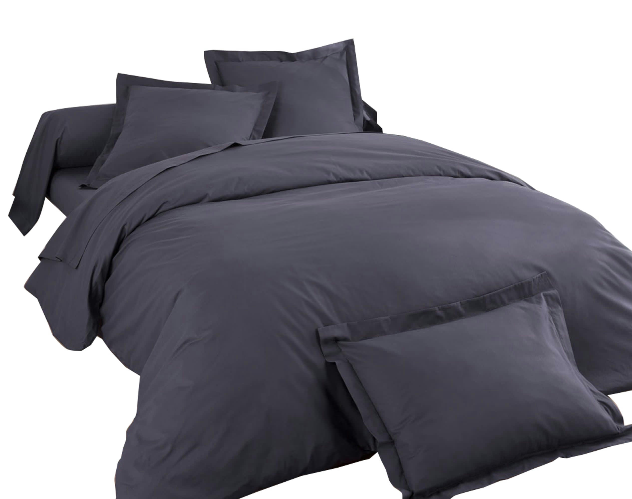 COTON - Housse de couette 200x200 gris souris en coton