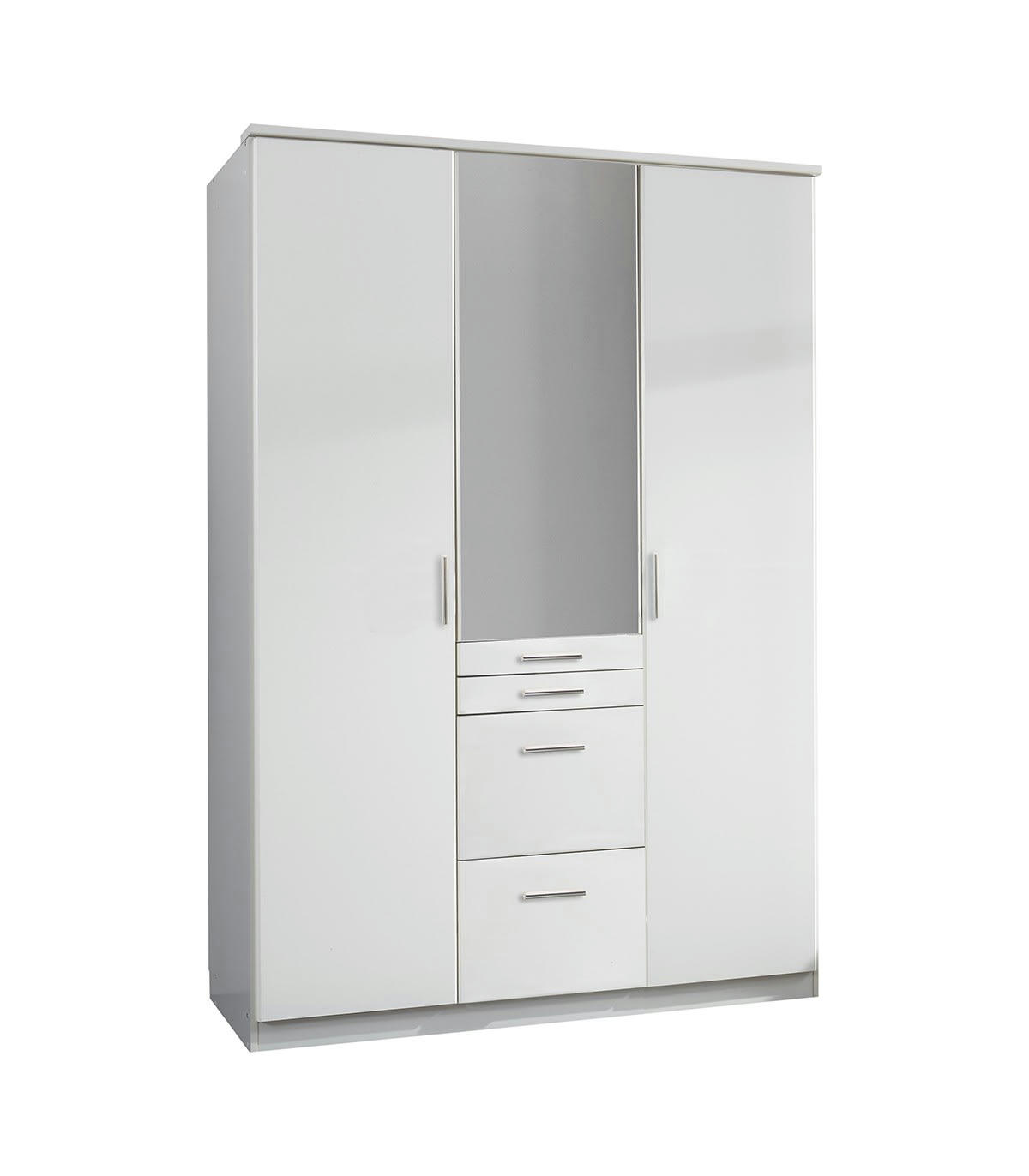 - Armoire 3 portes dont 1 miroir, 4 tiroirs - L135 cm