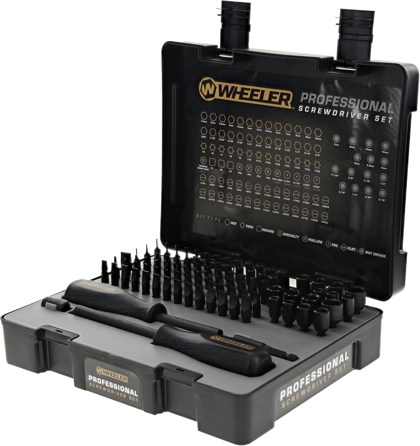 Wheeler Engineering 100-Piece Professional Screwdriver Set with Steel Construction, Metric and Standard Sizes, Storage Case, for Gunsmithing and Maintenance