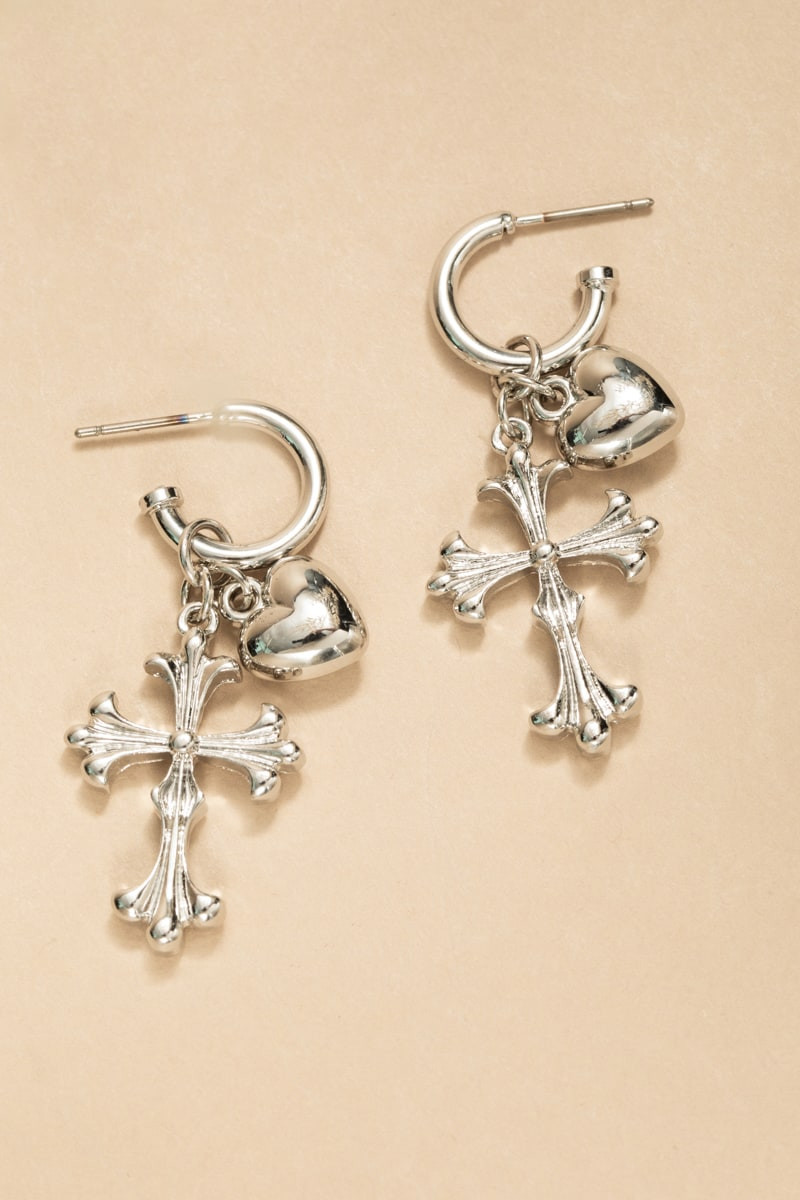 Janelle Gothic Cross Charm Earrings