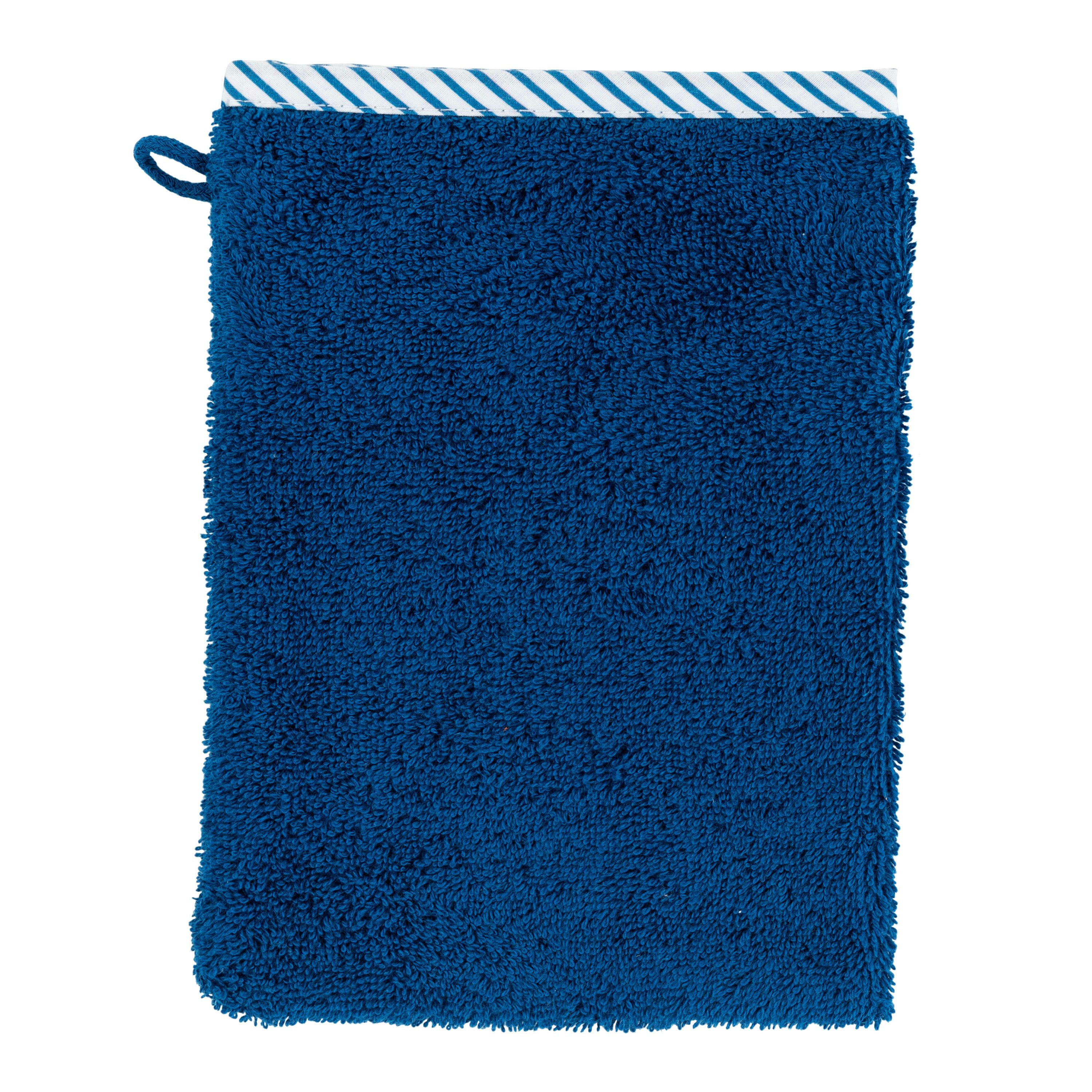 PTITCHIC - Gant de toilette coton biologique brodé bouclette bleu 15 x 21 cm