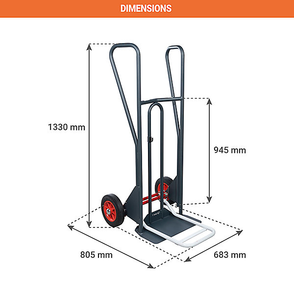 Diable basculement assisté - Roues pneumatiques - Charge max 350kg - 810312121