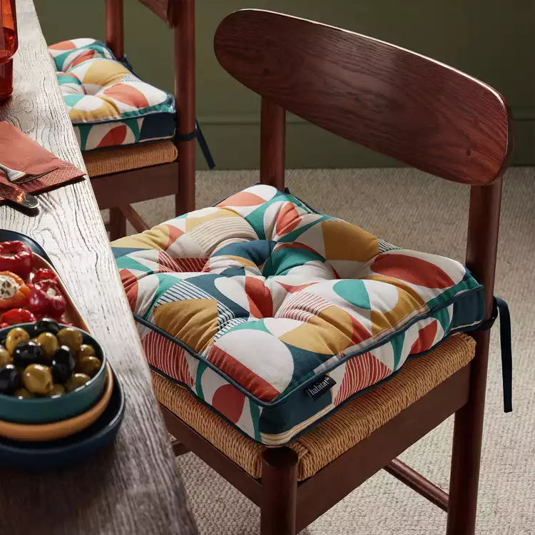 Habitat Geo Pack of 2 Seat Cushions - Multicoloured