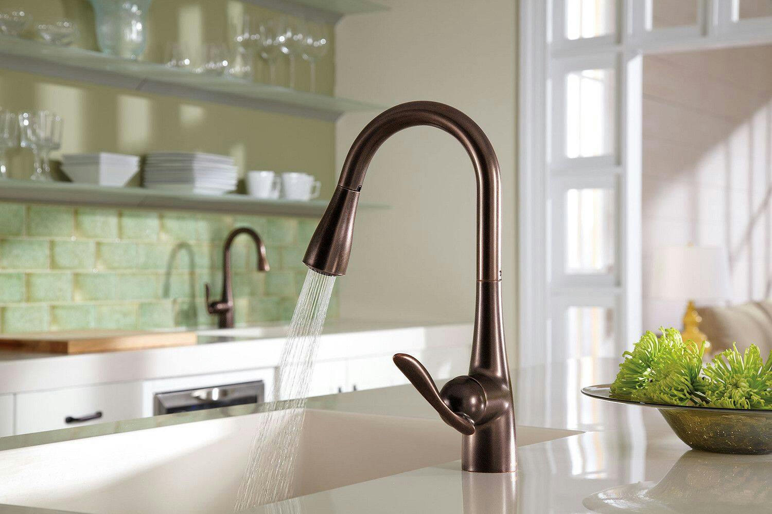 Moen® Arbor Single Handle High Arc Pull Down Sprayer Kitchen Faucet with Reflex & Power Clean, Oil Rubbed Bronze