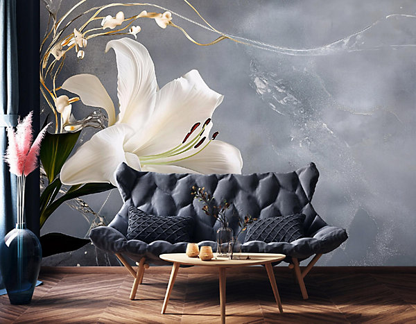 Papier Peint Panoramique Intissé Fleurs Floral 400x280 cm - Colle Inclus - Moderne XXL Papier Peint por Chambre Salon