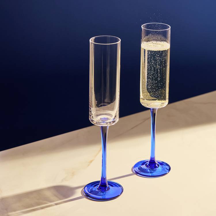 Habitat Blue Stem Set of 4 Champagne Flute