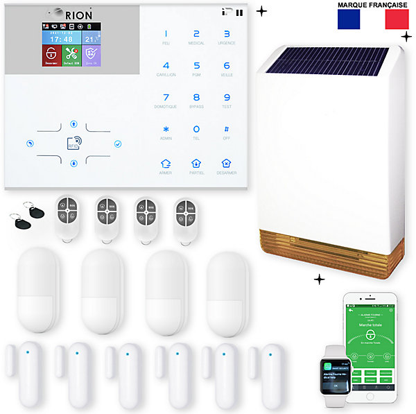 Pack alarme ORION sans fil connectée IP   GSM 4G avec sirène solaire - pour maison 5 à 7 piéces.