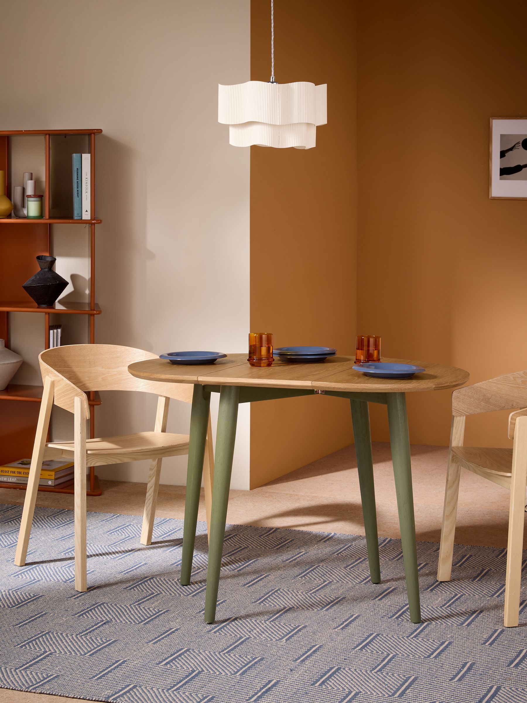 Oak and Green Legs Deauville Square 4 Seater Drop Leaf Dining Table