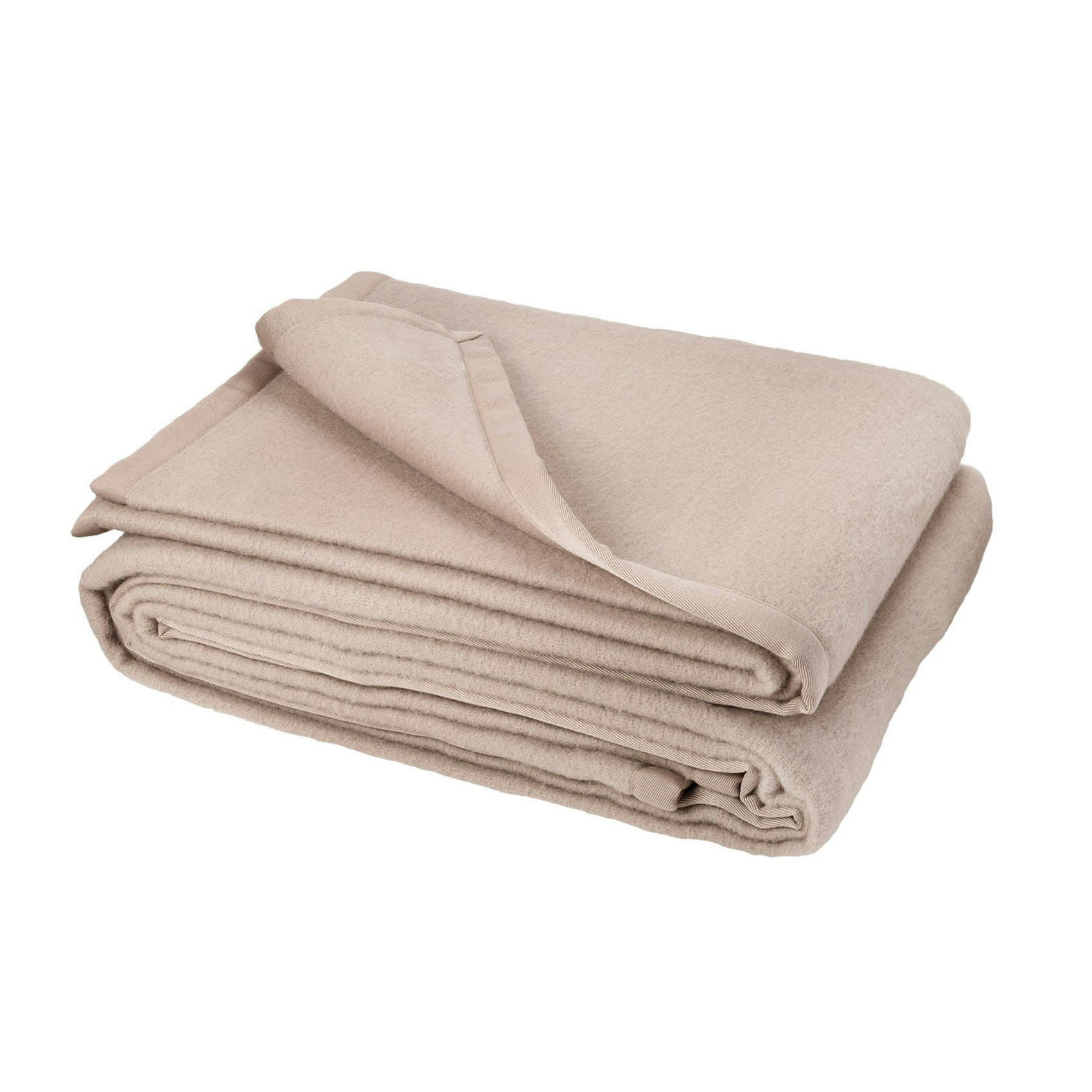 VICTORIA - Couverture unie en laine d'agneau laine beige foncé  x 240