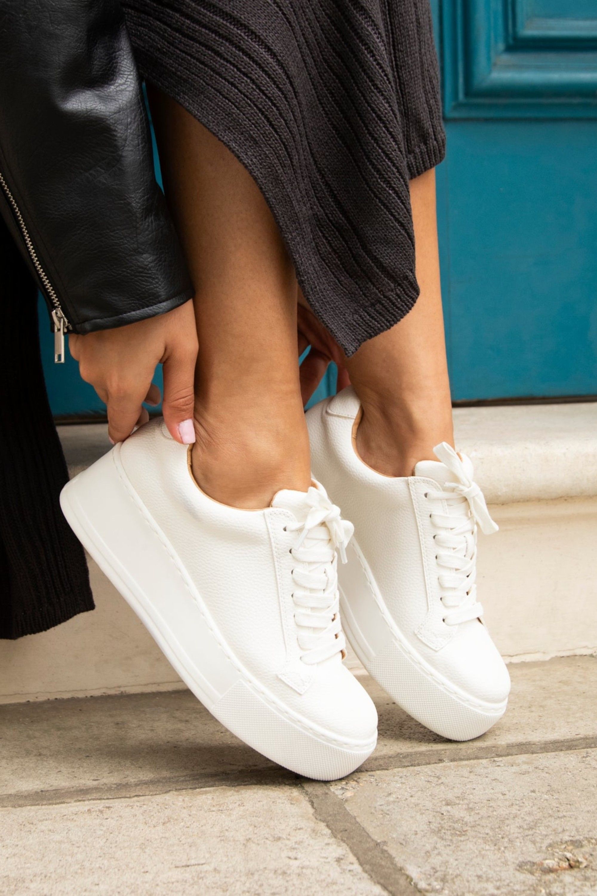 Linzi Twyla White Faux Leather Trainers