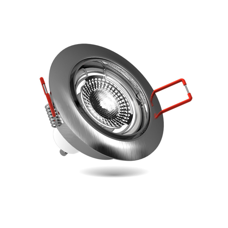Spot encastrable LED acier brossé GU10 blanc neutre IP20 345 lm 4 W 5 pièces XANLITE