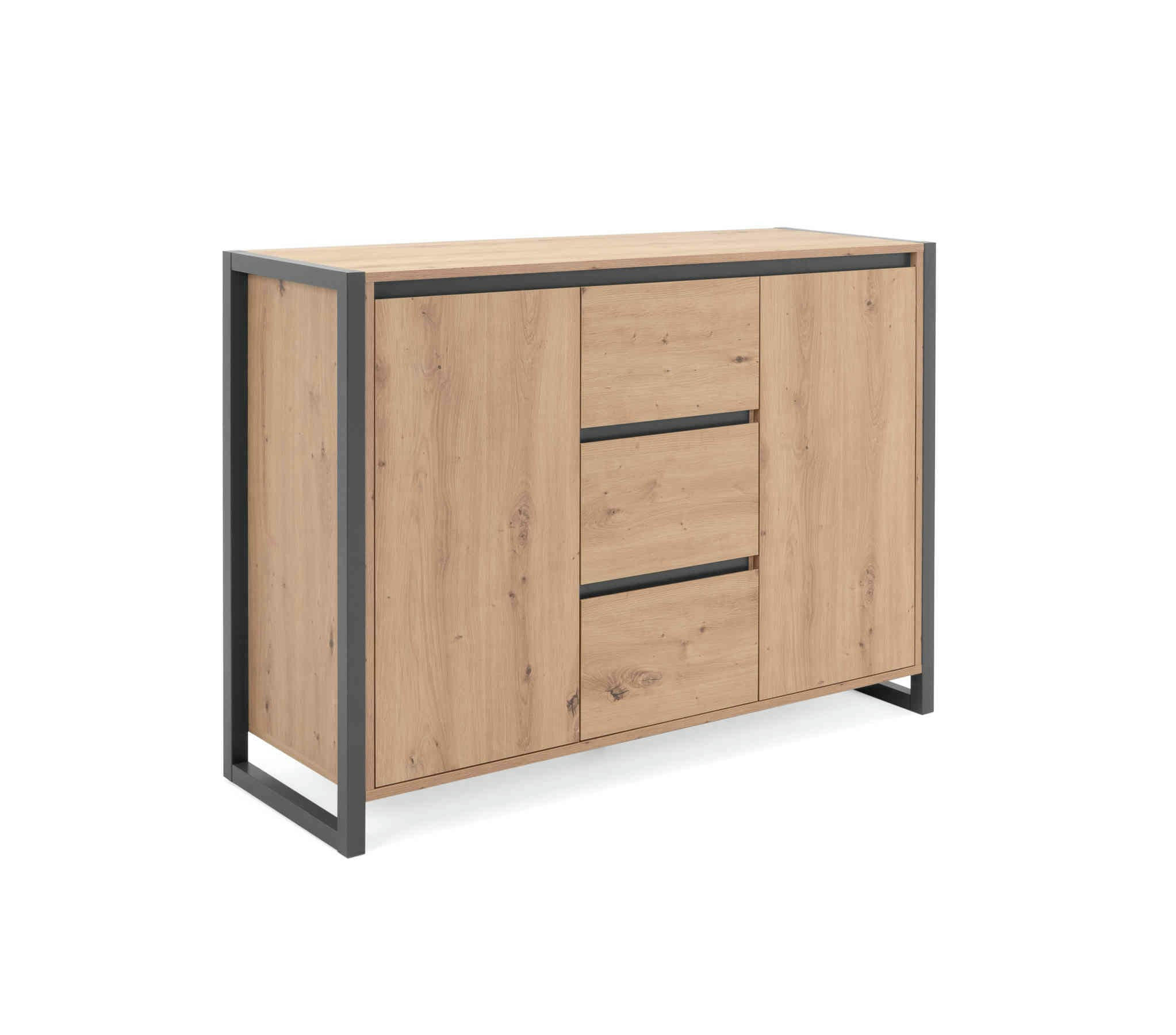 - Commode 2 portes 3 tiroirs bois naturel