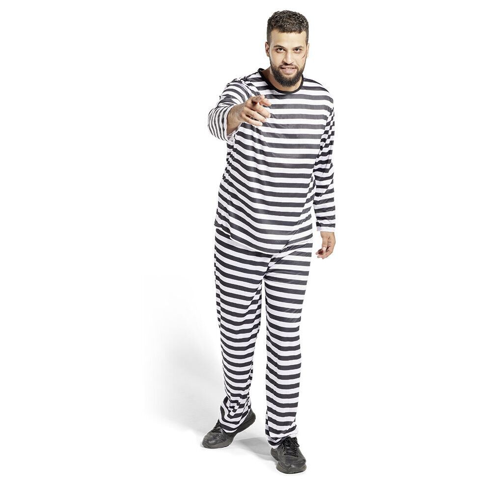 Déguisement prisonnier rayé noir blanc adulte - Taille L