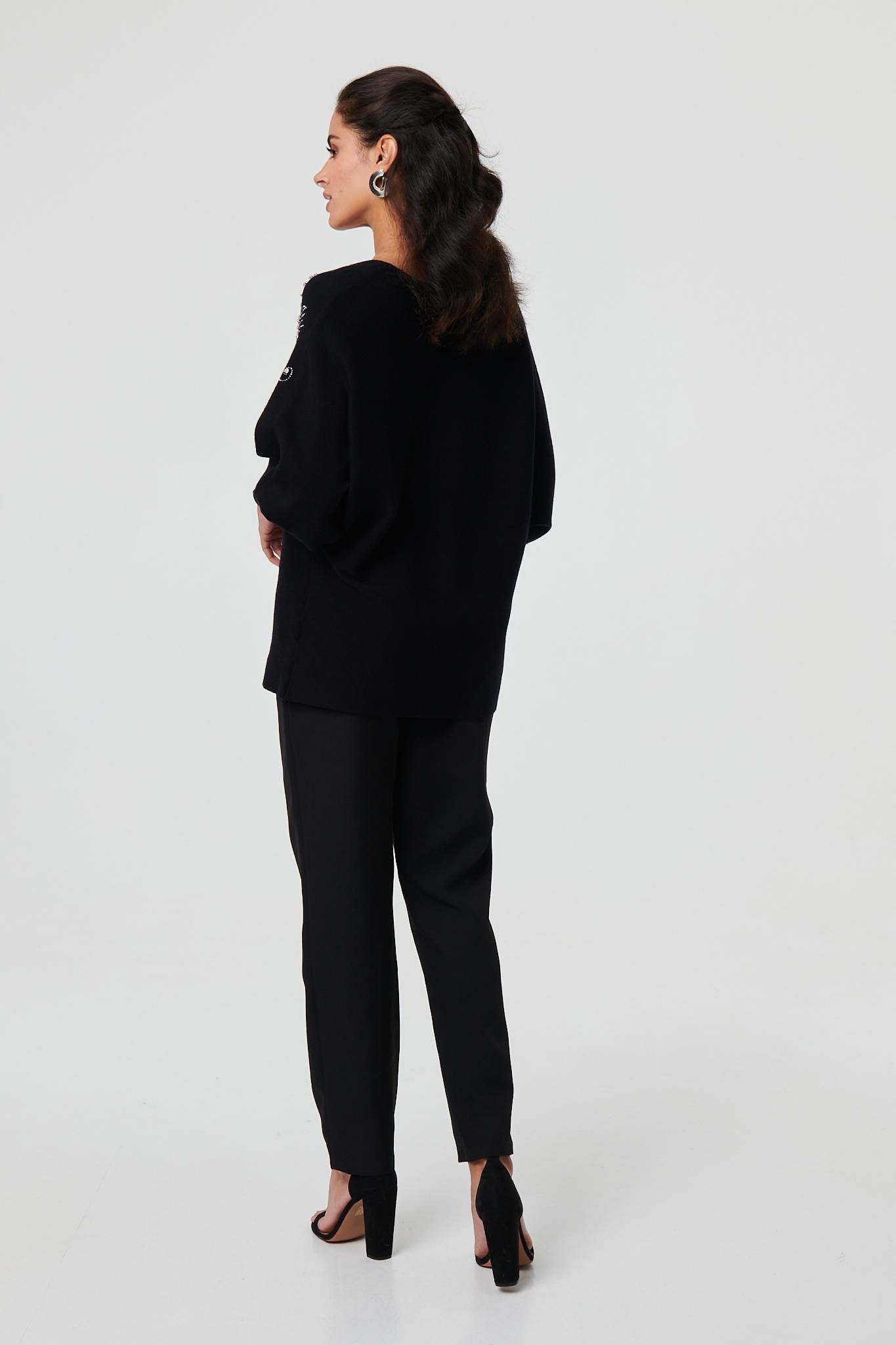 Izabel London Sparkly Embellished V-Neck Jumper