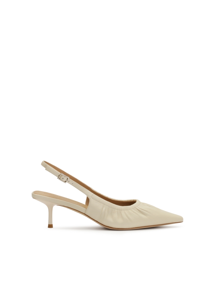 Cream pumps with open heel