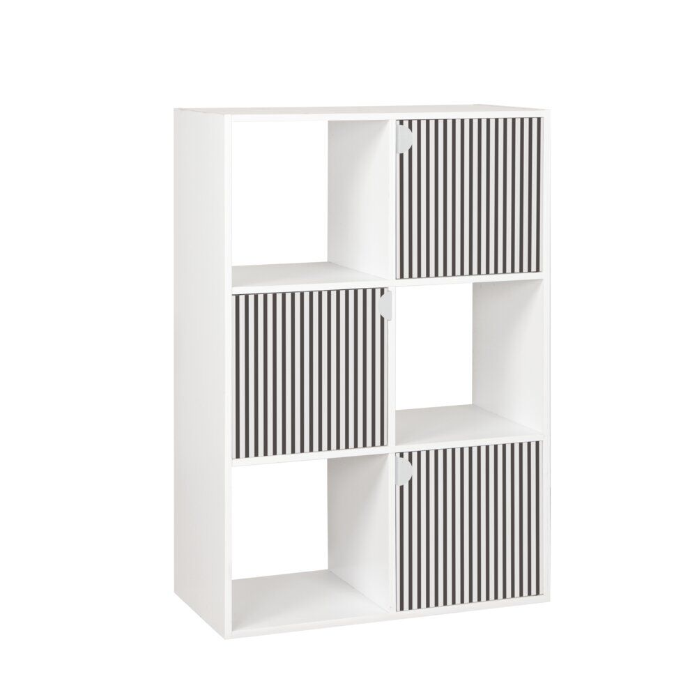 étagère Adam 6 cases 3 portes en bois blanc L60xP29,5xH90cm