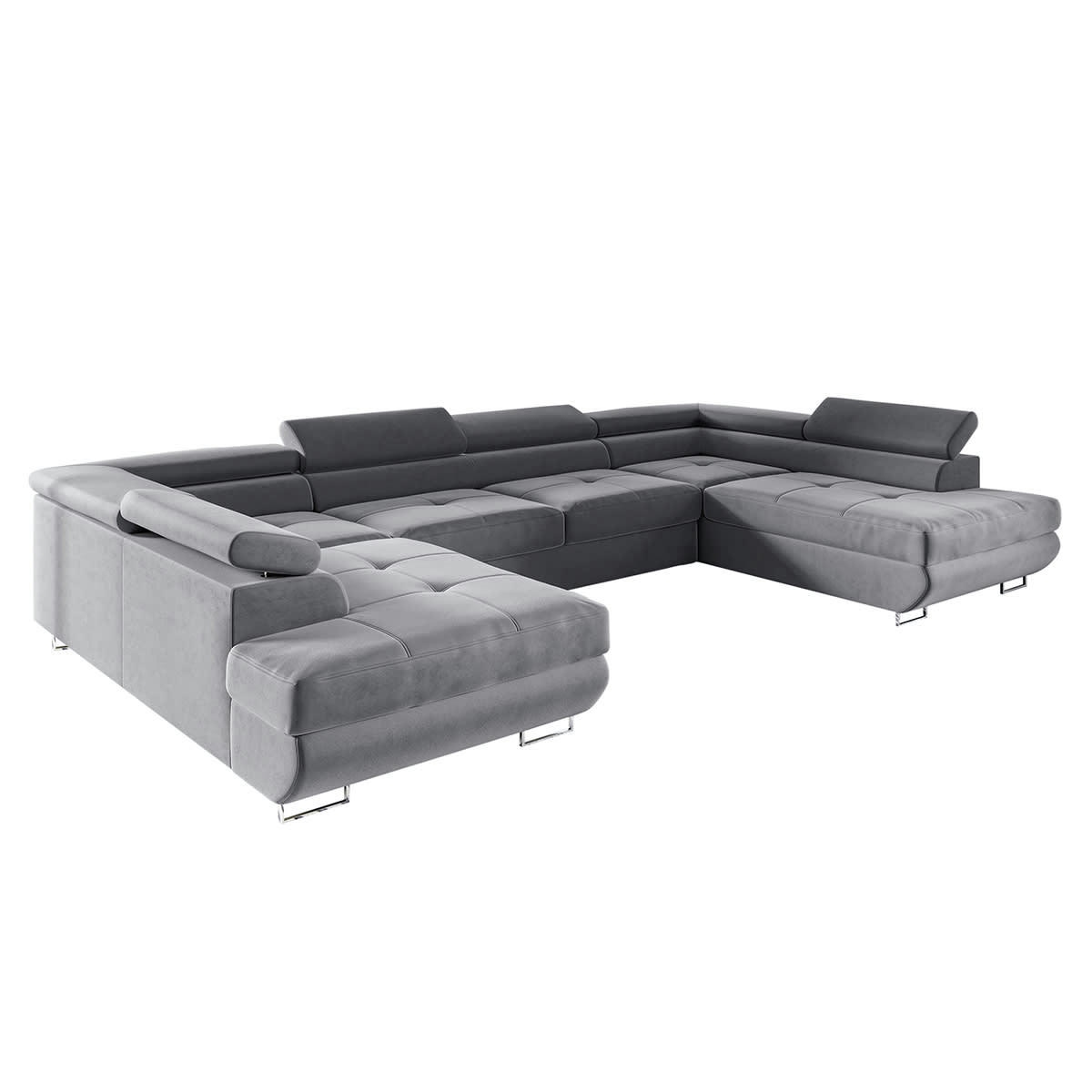 - Canapé en u 5 places convertible gris