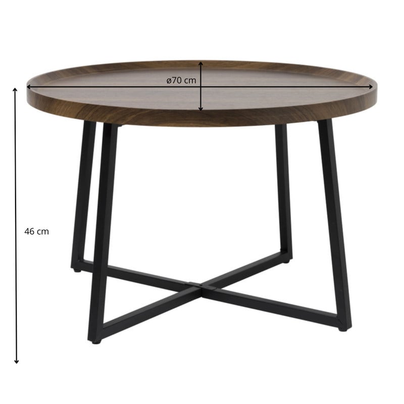 Bijzettafel Max - MDF/metaal - &Oslash;70x46 cm