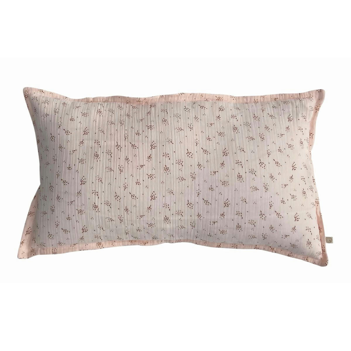 GREEN & KIDS - Coussin en gaze de coton bio à motifs rose clair 30x50