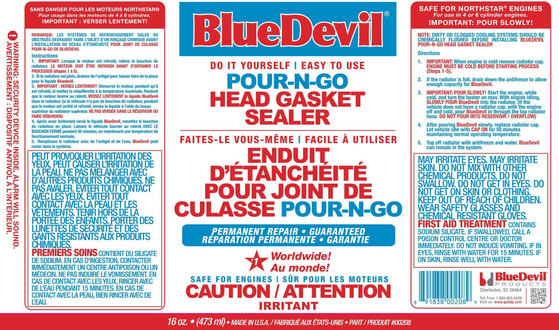 BlueDevil 00209 Pour-N-Go Head Gasket Sealer, 473-mL