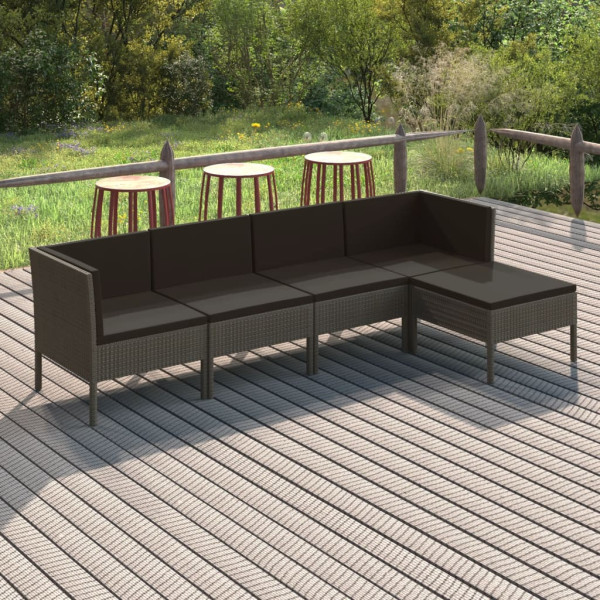 Zestaw wypoczynkowy do ogrodu Szary Technorattan 2x sofa środkowa   2x
