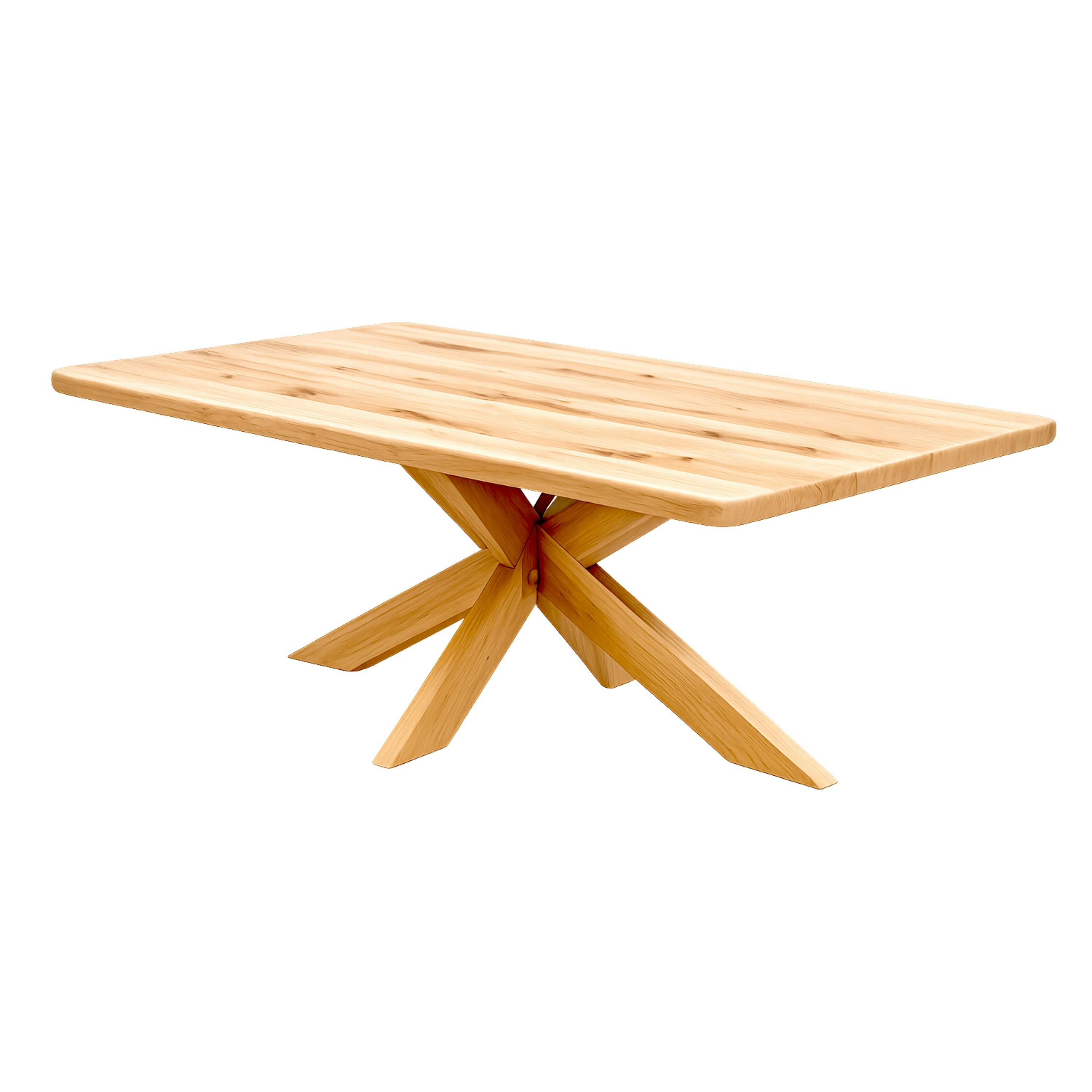 Table extensible chêne huilé bords biseautés pied bois 240 cm PALERME