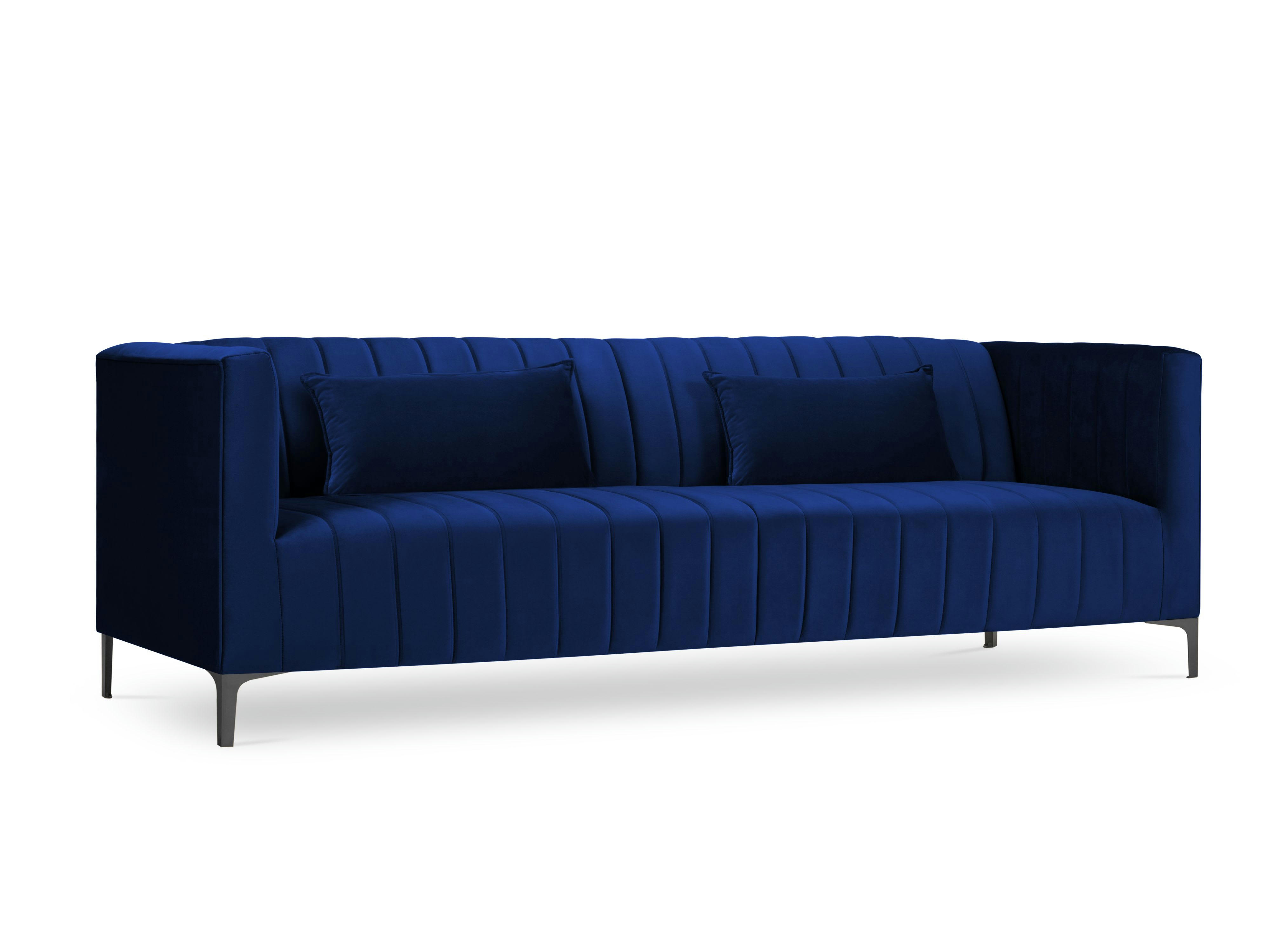 ANNITE - Canapé 3 places en velours bleu roi