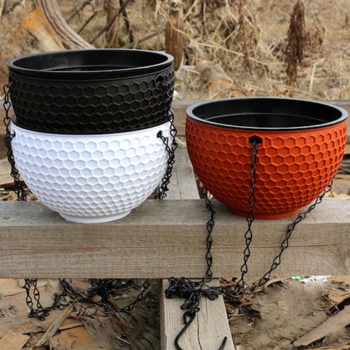 SOGA 2X Red Medium Hanging Resin Flower Pot Self Watering Basket PlanterOutdoor Garden Decor
