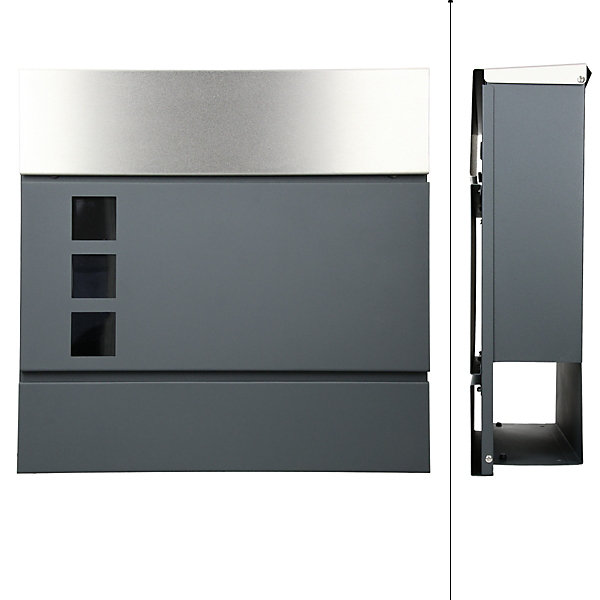 Boîte aux lettres sur pied anthracite en acier inoxydable compartiment journaux